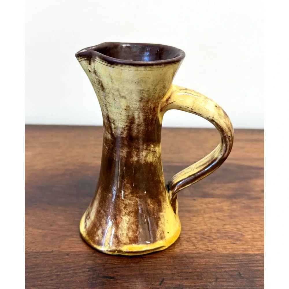 Vintage C.H. Brannam Barum Pottery Pitcher Jug Yellow Brown Glaze England 5